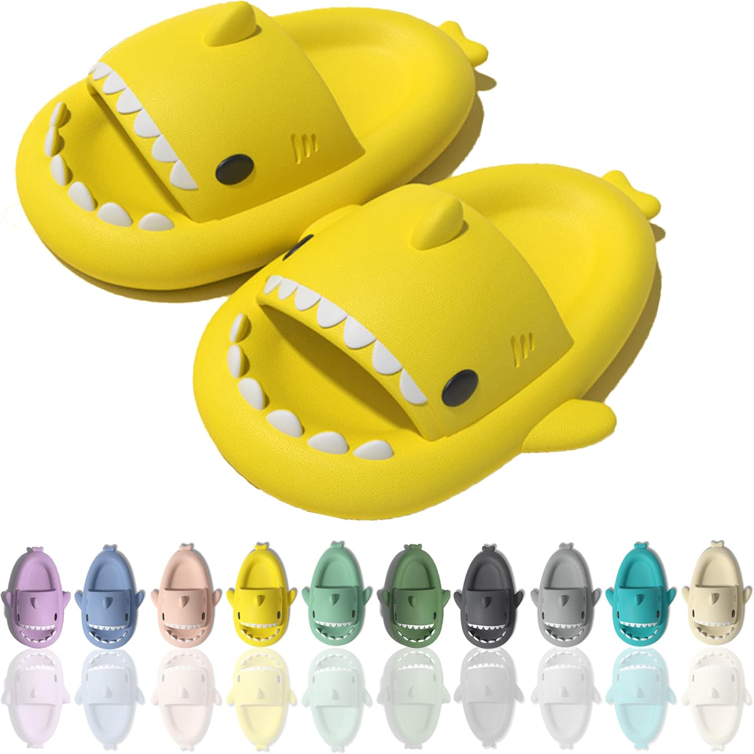 

Шлепанцы Sharllen Shark для женщин и мужчин с милым забавным мультяшным дизайном, противоскользящие, с открытым носком, легкие летние шлепанцы с акулой, желтый