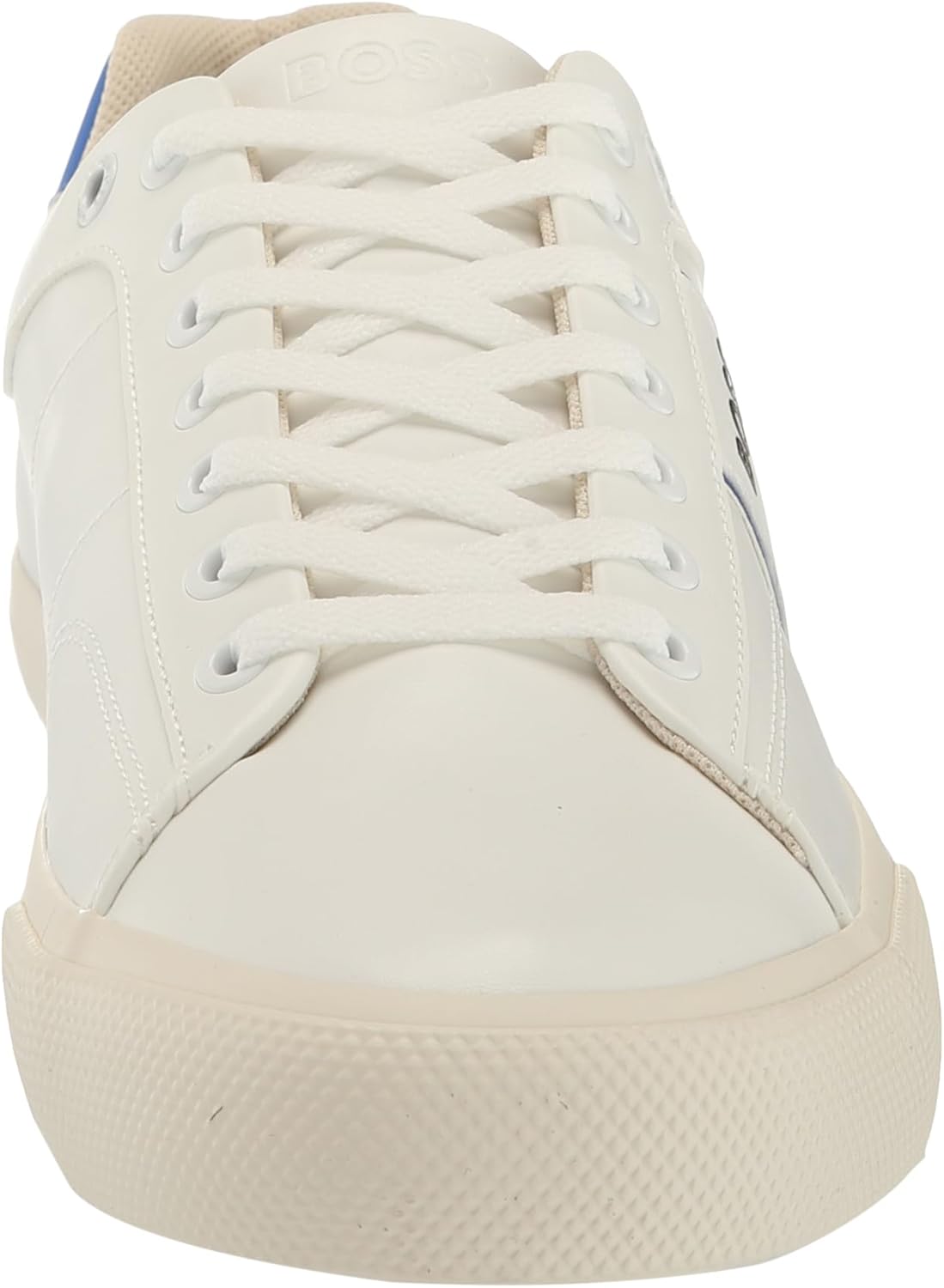 BOSS мужские кожаные кроссовки Aiden Logo Block низкие, Niagara Blue/White Salt — фото 2