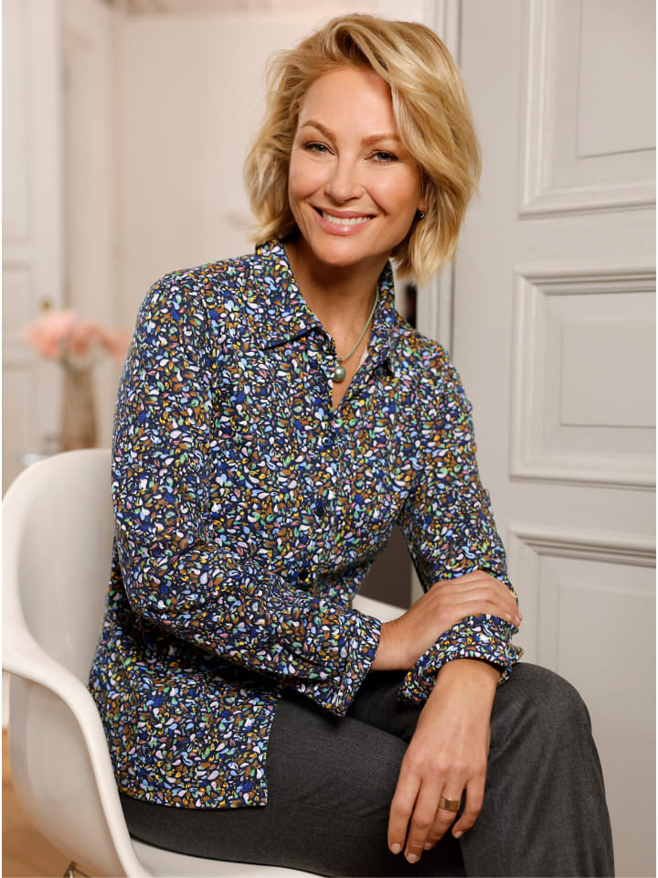 

Джерси блузка темно-синего цвета с принтом пыльной розы WITT WEIDEN