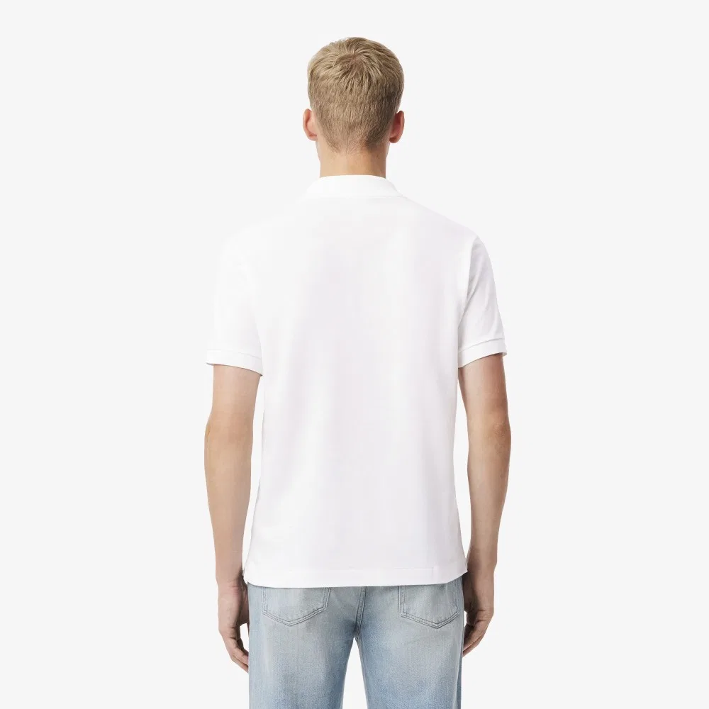 Футболка-поло Lacoste Мужская Классическая с коротким рукавом, 100% хлопок, белый — фото 3