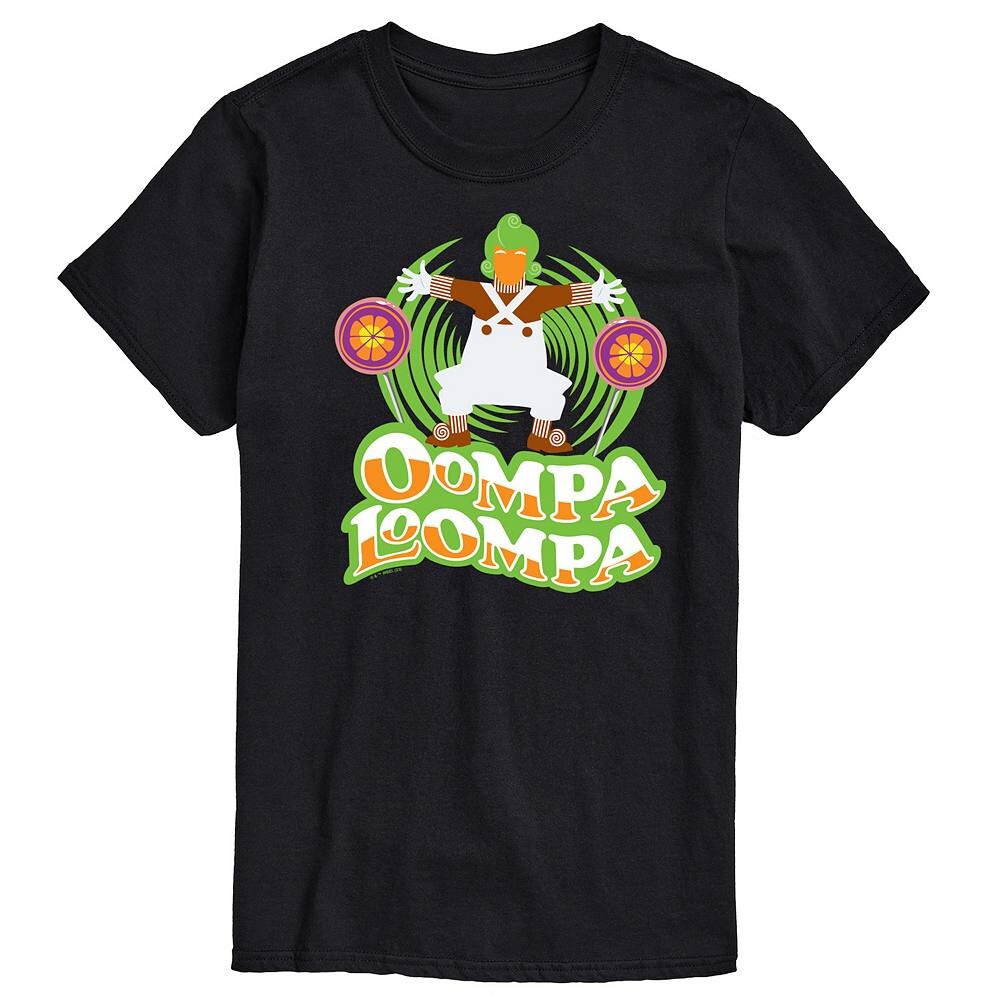 

Мужская футболка с рисунком Willy Wonka Oompa Loompa Licensed Character, черный
