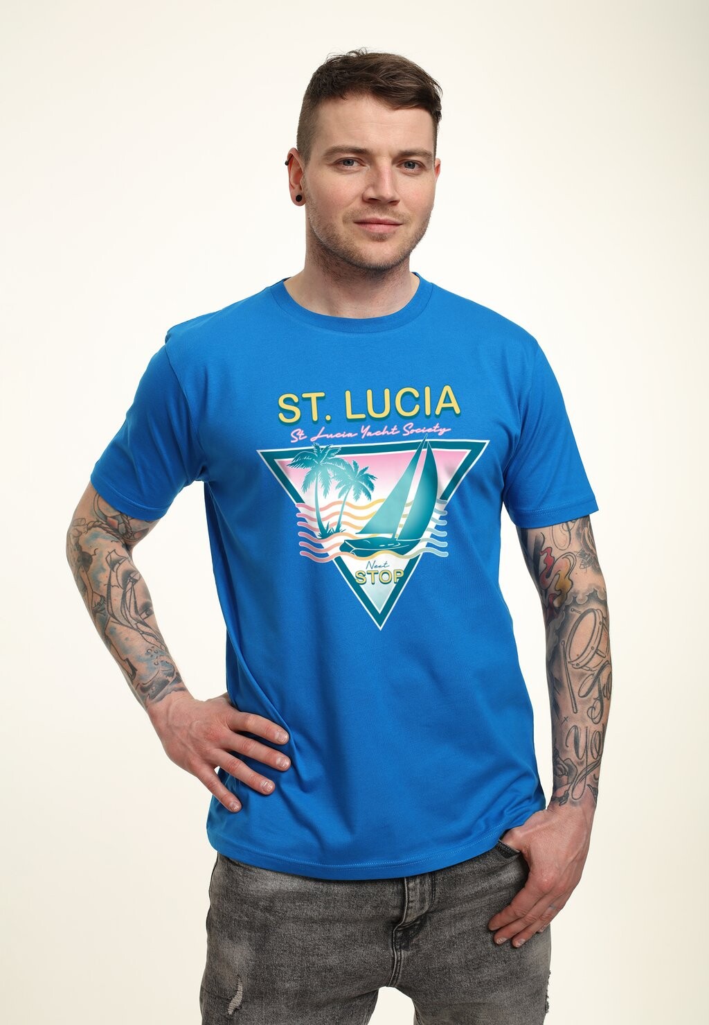 

Футболка с принтом NEXT STOP ST LUCIA Henry Tiger, синий