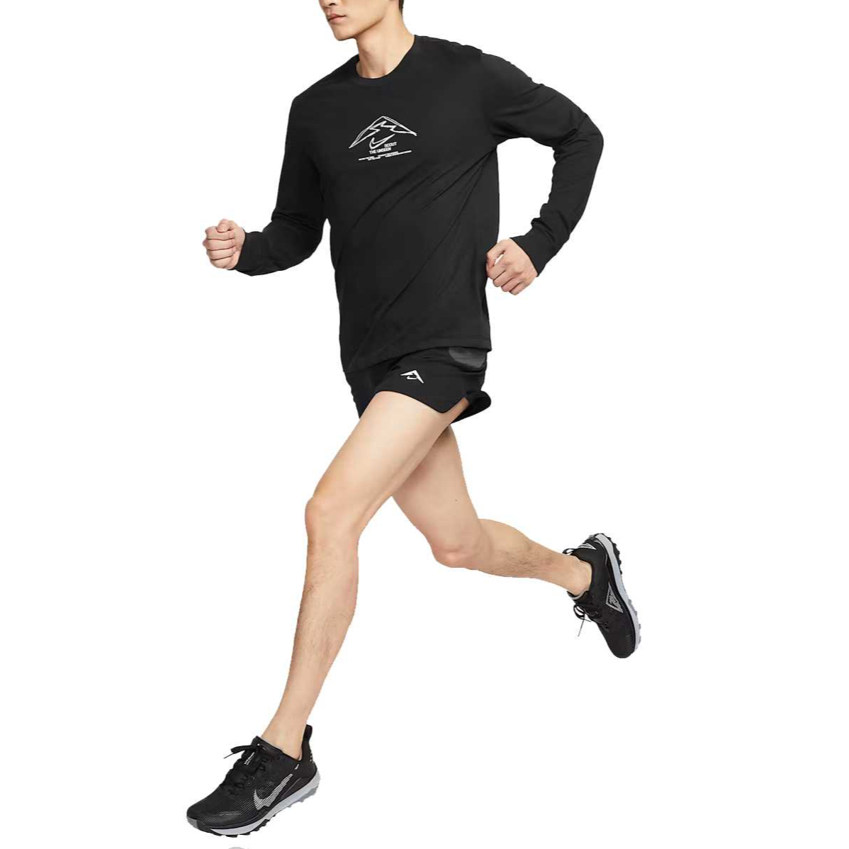 Мужская футболка для бега Trail Dri FIT с длинными рукавами Nike, черный — фото 4