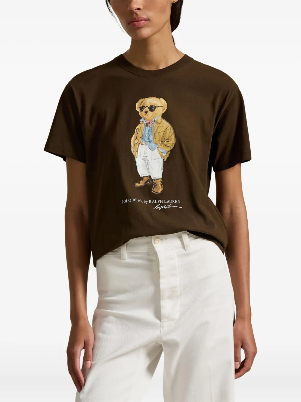 Футболка с нашивками POLO RALPH LAUREN, коричневый — фото 3