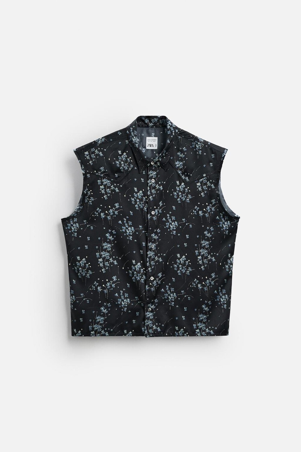 

Рубашка с цветочным принтом ZARA, напечатано