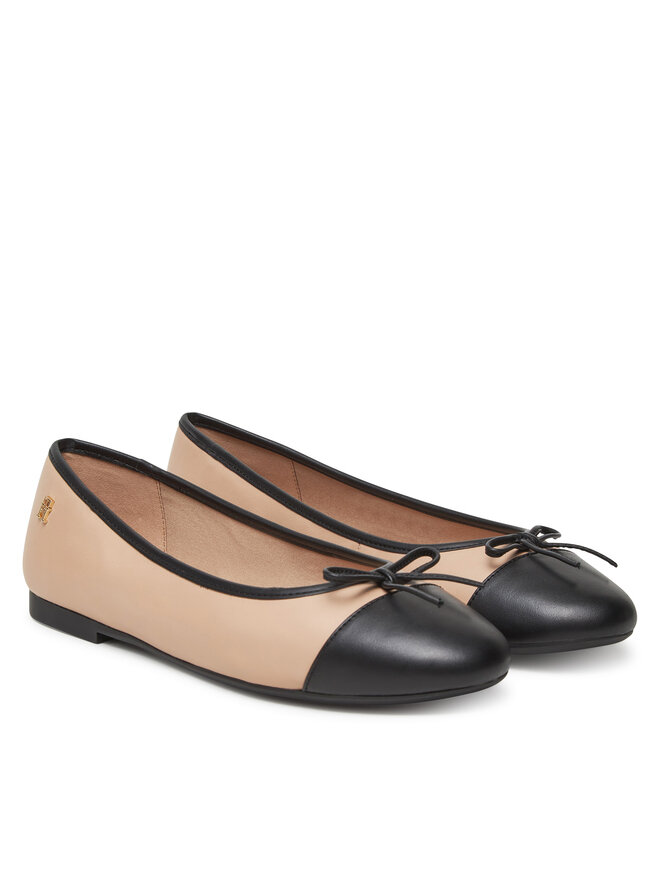 Балетки Toe Cap Leather Ballerina FW0FW08759 Tommy Hilfiger, экрю — фото 2