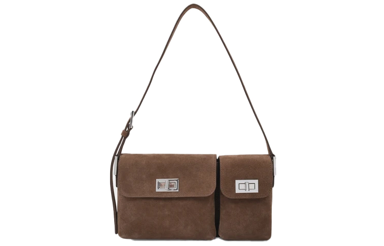 

By Far Коричневая женская замшевая сумка через плечо из телячьей кожи