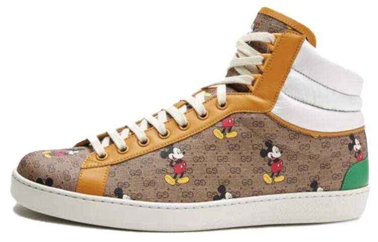 

Кроссовки Disney X GUCCI Ace Skateboard Shoes Men High-Top Multicolor, Коричневый, Кроссовки Disney X GUCCI Ace Skateboard Shoes Men High-Top Multicolor