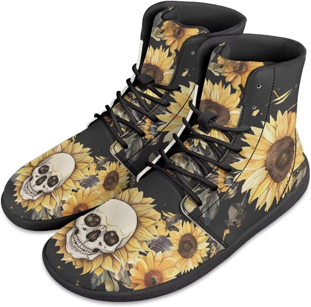 

Мужские босоножки Jeiento Skull, высокие кроссовки из ПУ-кожи для ходьбы, легкие ботинки с широкой носовой частью, шнуровка, беговые кроссовки, желтый