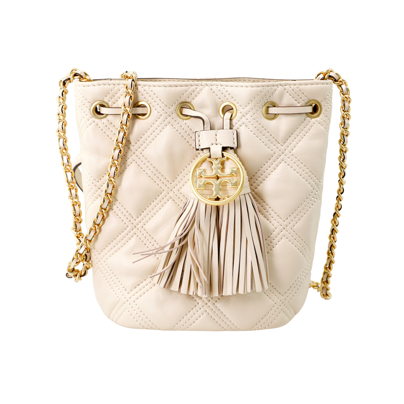 

TORY BURCH Сумка-ведро из овчины миниатюрная женская белая через плечо