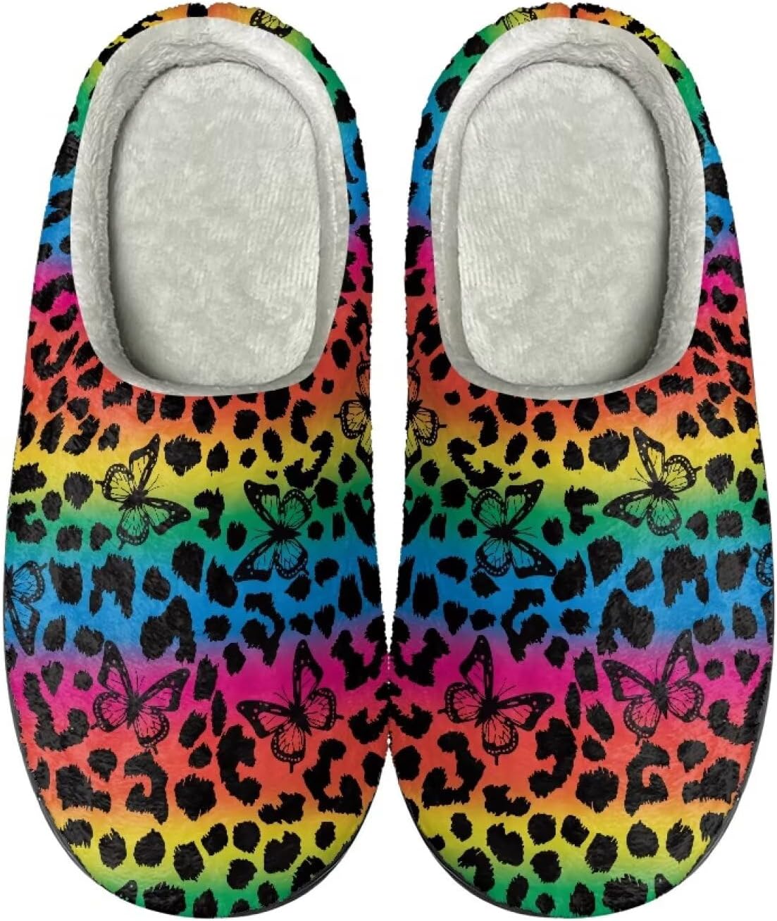 

Тапочки HUIACONG TPR для мужчин и женщин для дома и улицы, пушистые, унисекс, Butterfly Rainbow Leopard