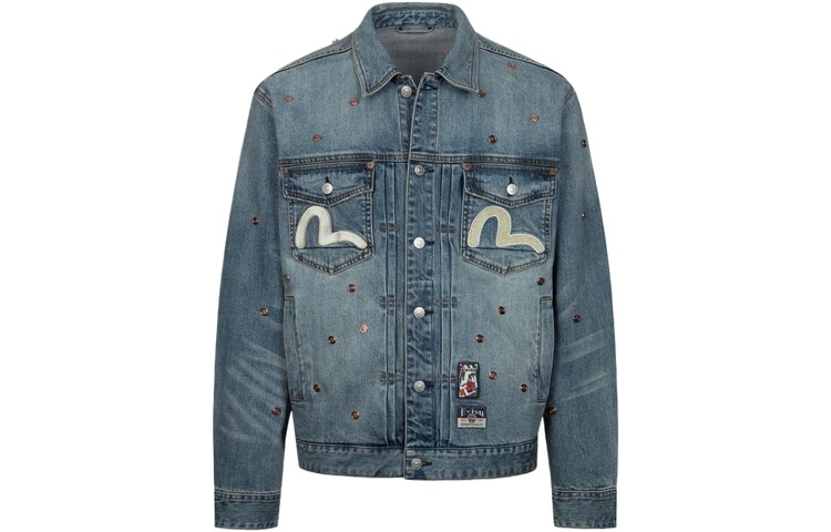 

Джинсовая куртка мужская джинсовая синяя Evisu, синий