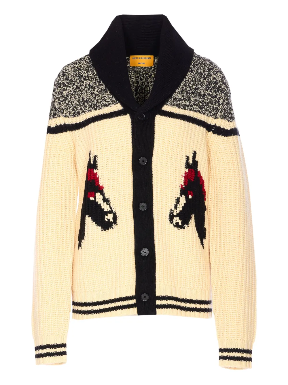 

Кардиган с интарсией в виде лошади и на пуговицах Guest In Residence, нейтральный