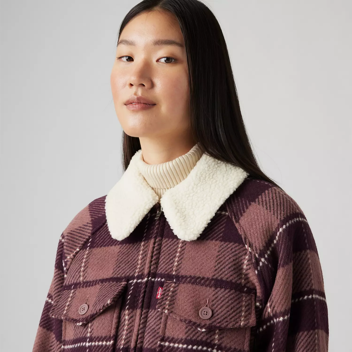 Укороченная фланелевая куртка 90-х годов Levi's, цвет Gough Plaid Rose Taupe - Multi-Color — фото 4