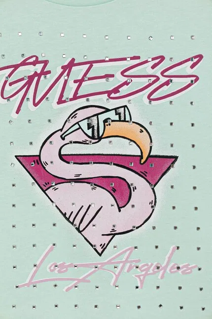 Топ хлопковый Guess, бирюзовый — фото 3