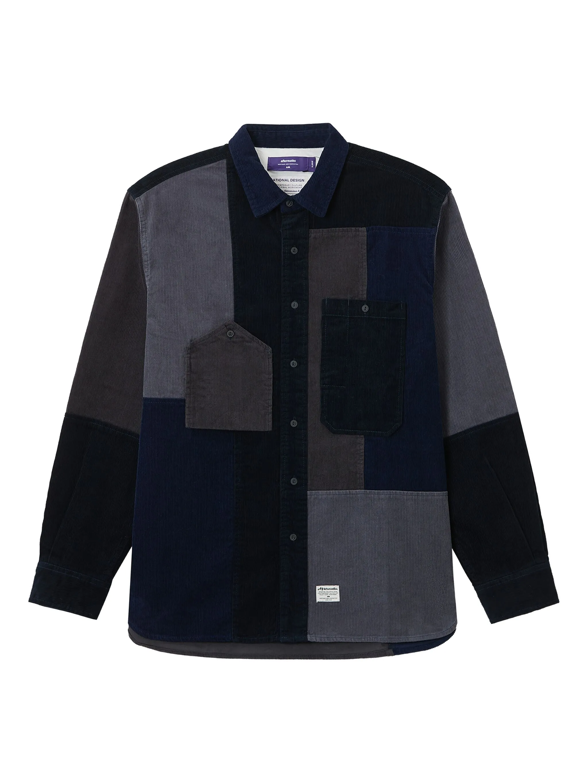 

Вельветовая рубашка в технике пэчворк Aftermaths, синий