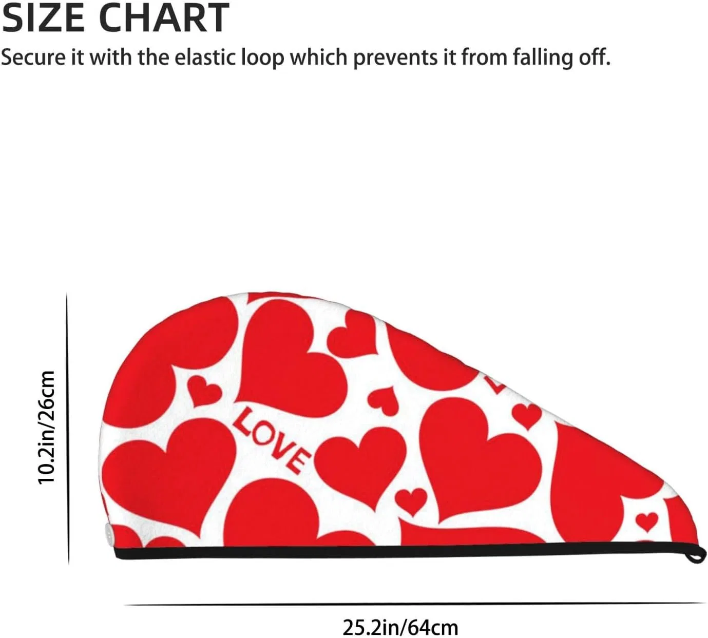 Шапочка для душа Coral Velvet, OPSREY, Love Heart Print, Сердце — фото 4