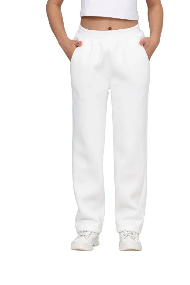 Детские штаны для мальчиков и девочек с начесом Erdem Kids, Ecru