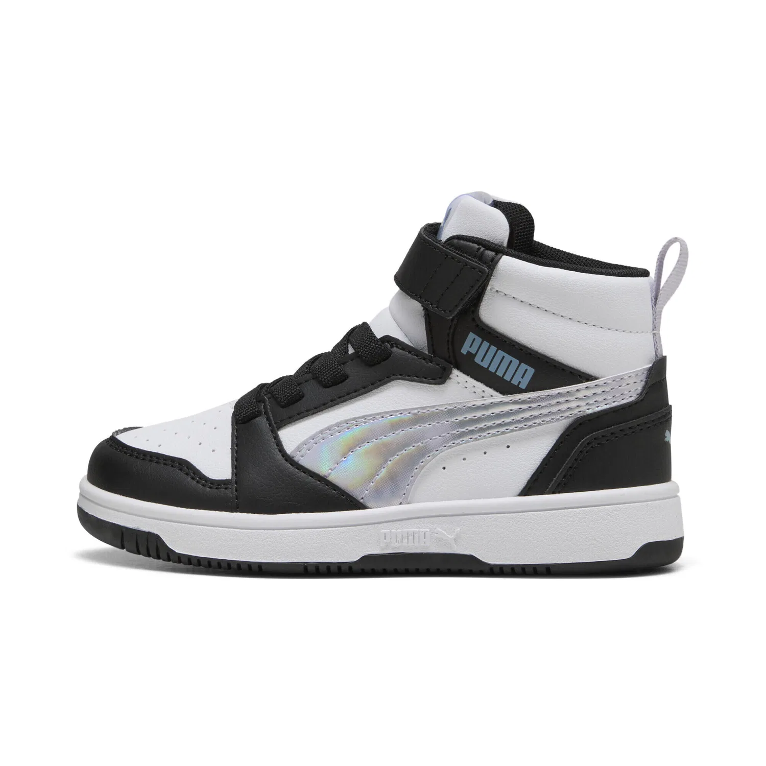 Детские кроссовки с принтом Rebound V6 Mid Space Belle Puma, Schwarz Violett Weiss — фото 3