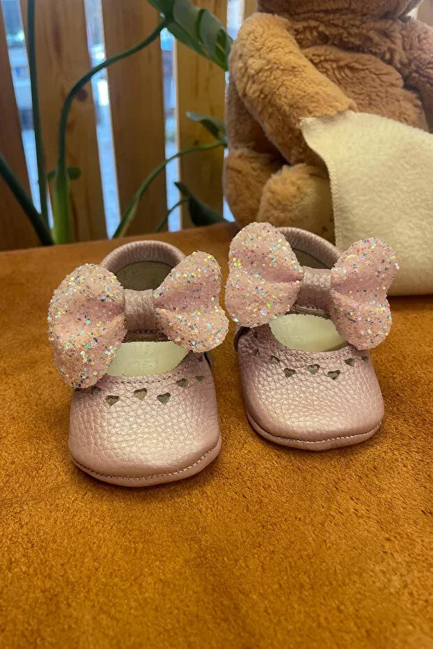 Детские мокасины для девочек из натуральной кожи Bobby lilac natural leather baby moccasin Beybium, Lilac