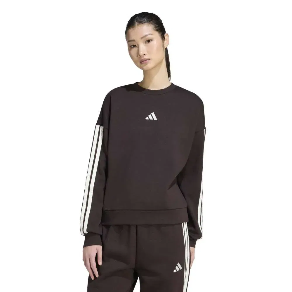 Женский свитшот из футера с принтом 3 Stripes Adidas, Black