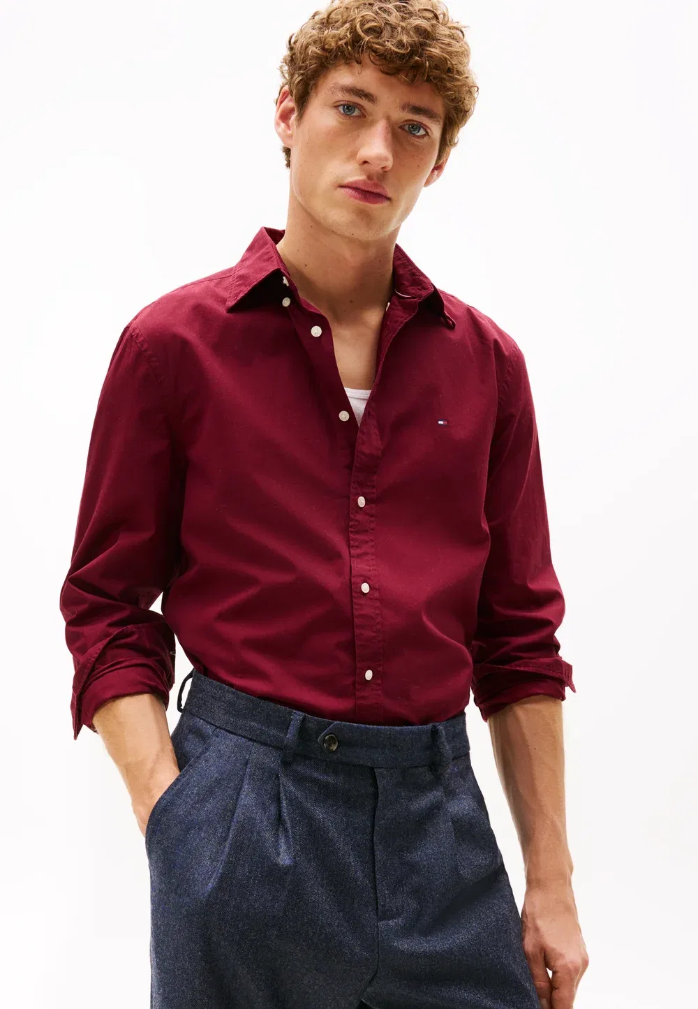 Рубашка Flex Solid - базовые элементы гардероба Tommy Hilfiger, Deep Rouge