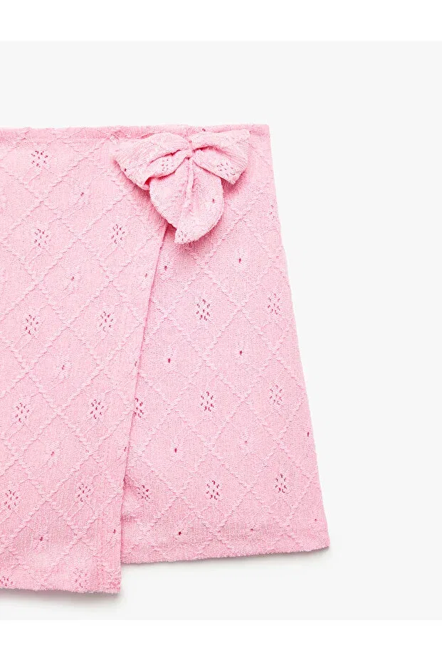 Детские шорты для девочек с вышивкой Bow Detailed Embroidered Short Skirt Koton, Rose — фото 3