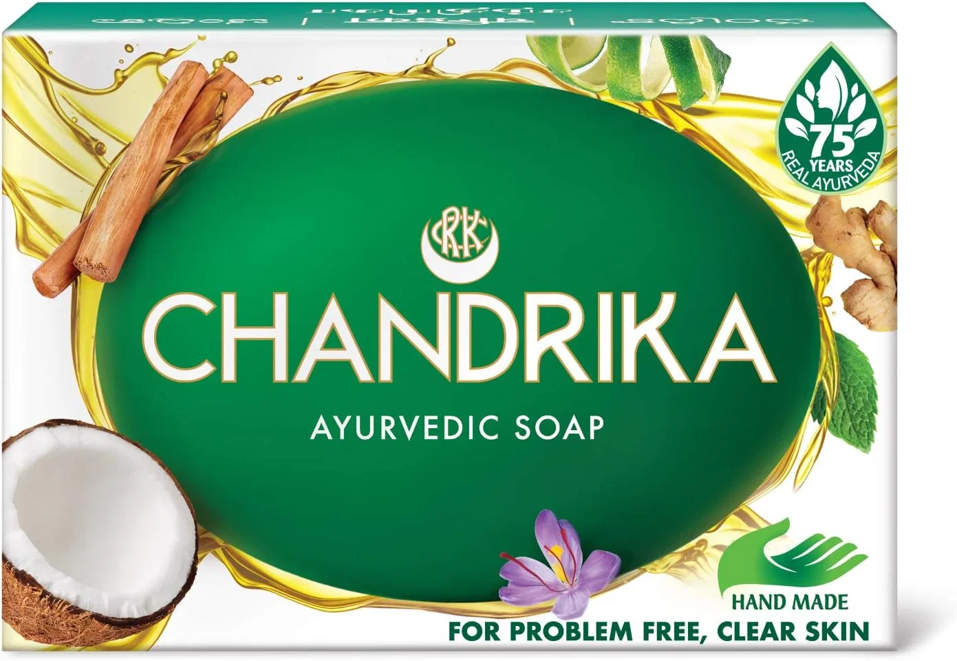 Мыло твердое Chandrika Ayurveda для здоровой кожи, 75 г, прозрачное