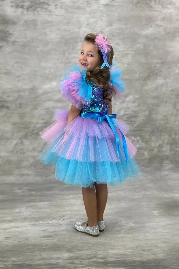 Детское платье для девочек с длинным рукавом Abiyekids, Blue — фото 4
