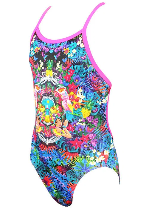 Детский купальник для девочек с принтом Tropicana Amanzi, Bunt Fluoreszierendes Magenta — фото 2