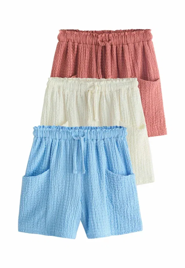 Шорты из полиэстера с эластаном Regular fit - crinkle 3 pack Next, rust cream blue, синий/кремовый