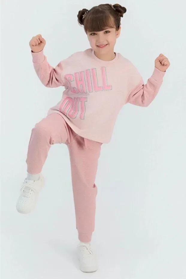 Детский комплект спортивного костюма для девочек с принтом Sportswear Roly Poly, Pink