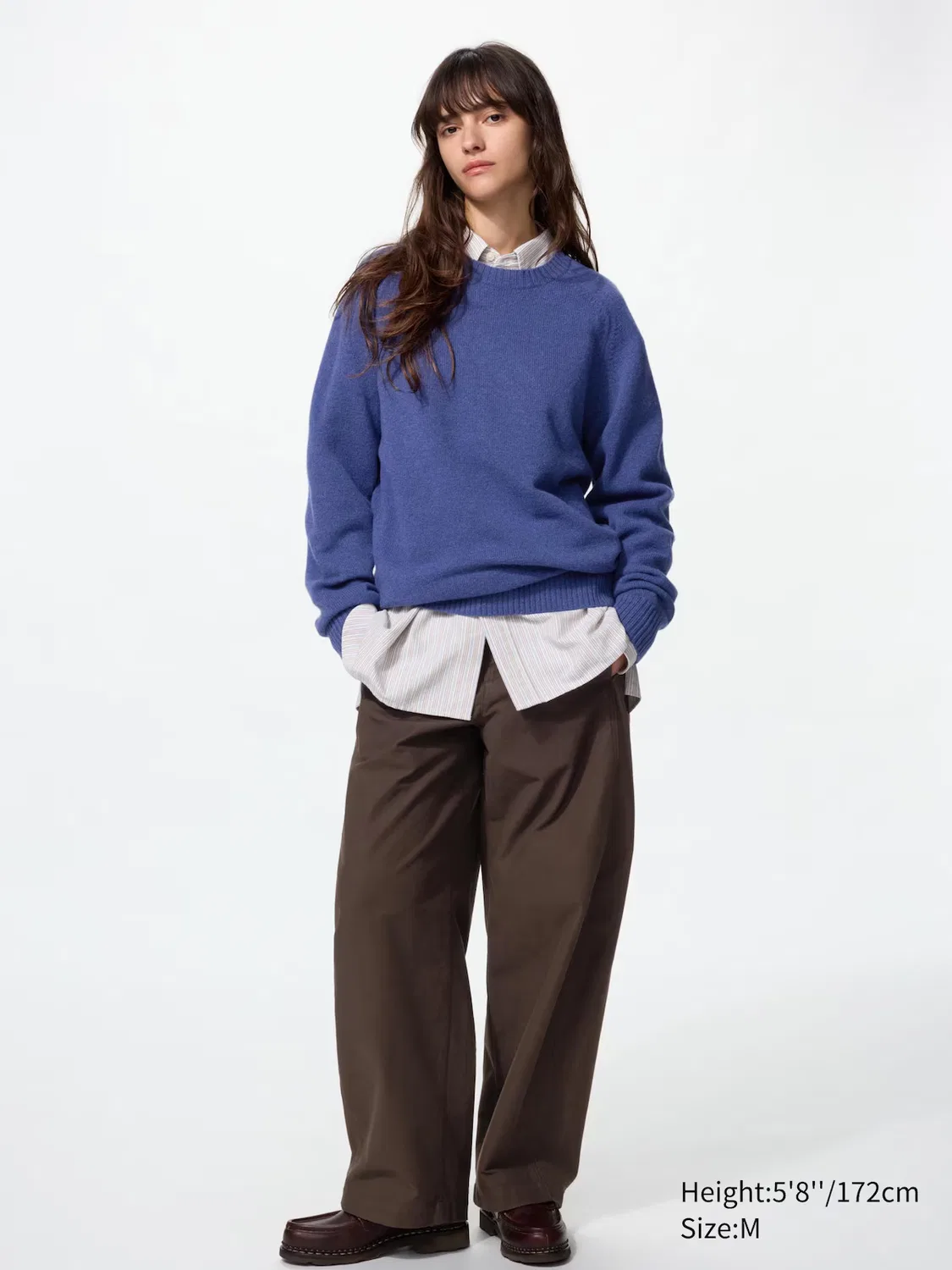 Свитер Uniqlo, овечья шерсть, круглый вырез, фиолетовый — фото 4