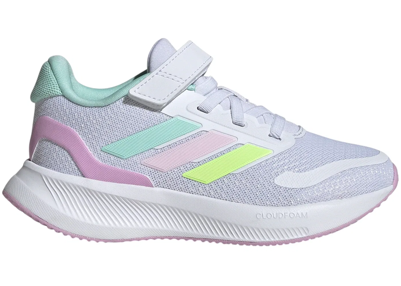 Детские кроссовки с закрытой пяткой Adidas Runfalcon 5, Cloud White Clear Mint Clear Pink
