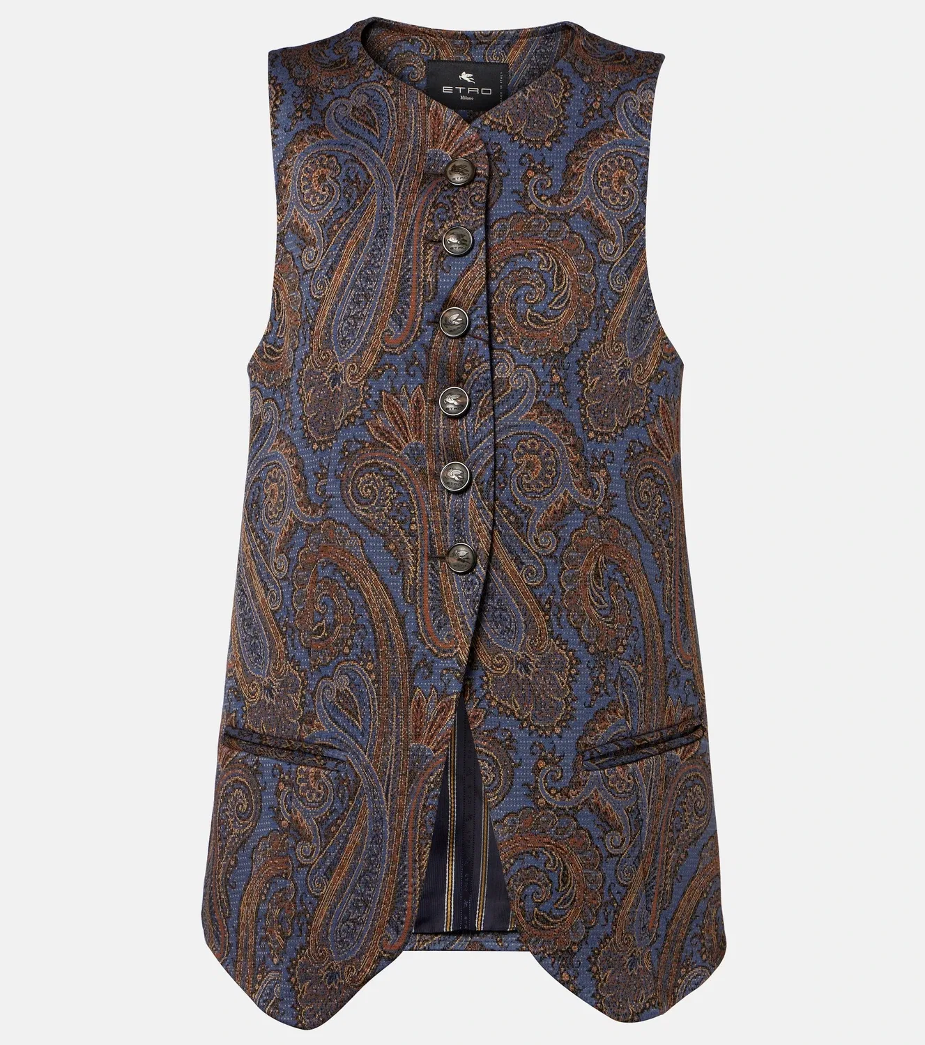 Жилет из жаккарда пейсли ETRO, синий