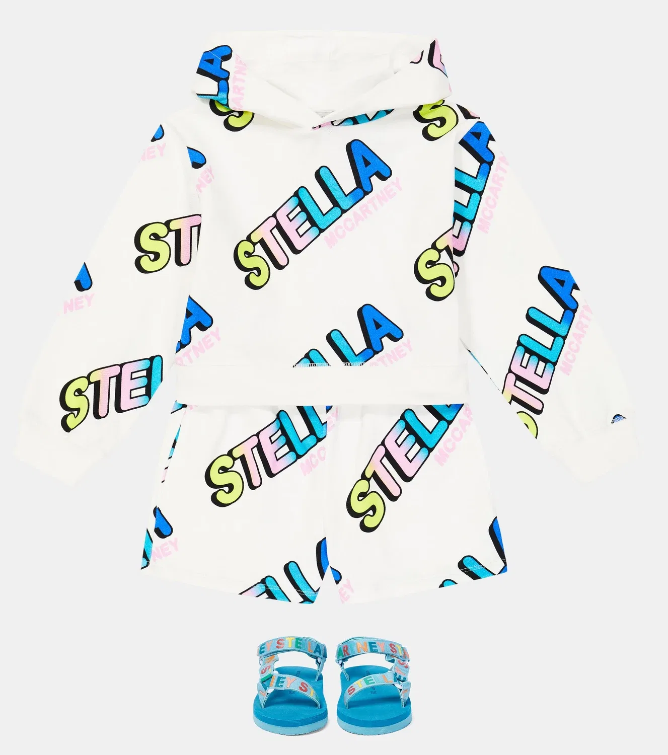 Комплект свитшота с принтом и шорт Stella Mccartney Kids, белый — фото 2