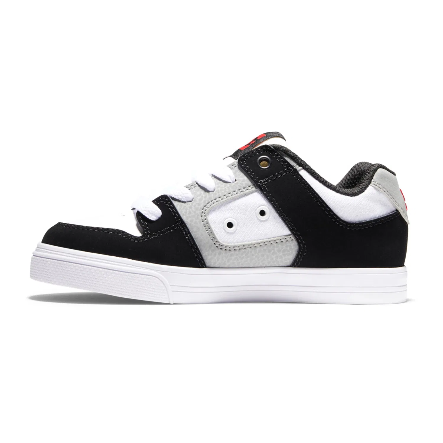 Детские кожаные кроссовки с подушкой Pure DC Shoes, White/Black/Red — фото 3