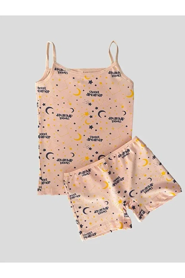 Детский комплект для девочек хлопковый с принтом Elmas Kids, Pink