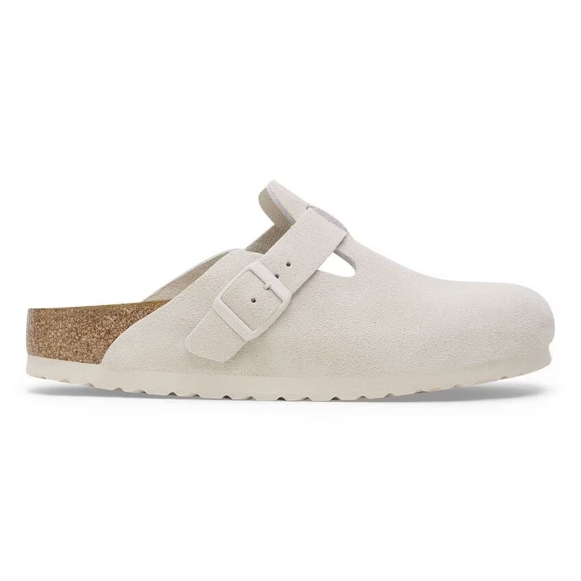 Сандалии-клоги Birkenstock Boston Soft Footbed Suede Leather, кремовый