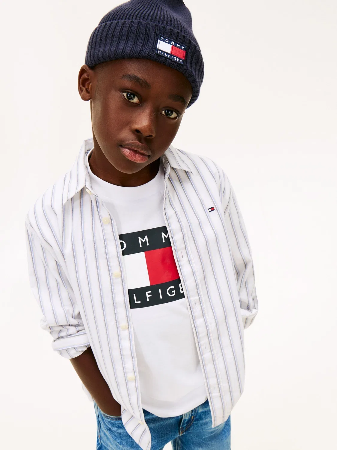 Рубашка Оксфорд в полоску Tommy Hilfiger, белый — фото 4