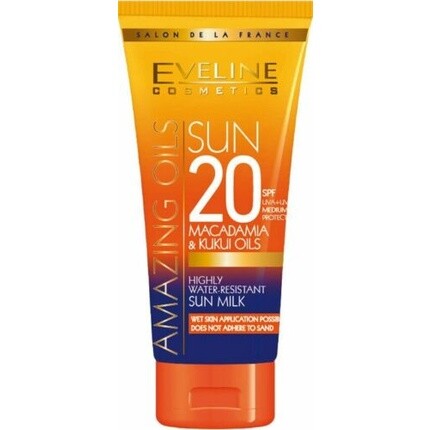 

Amazing Oils Sun Milk Spf20 200 мл водостойкая с макадамией, Eveline Cosmetics