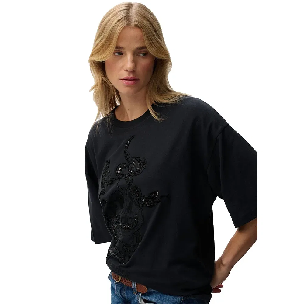 Женская футболка оверсайз с вышивкой Tattoo Embellish Superdry, Black — фото 4