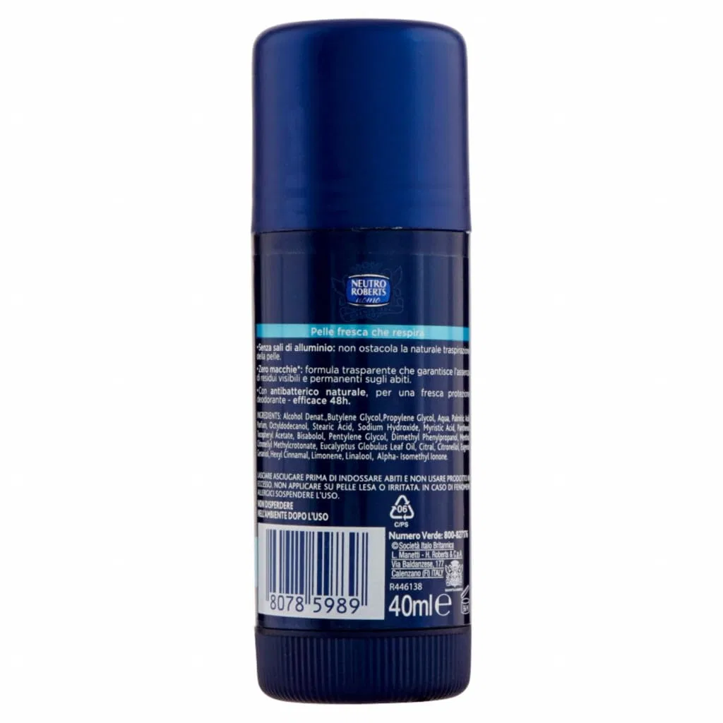 Дезодорант-стик Neutro Roberts Uomo Fresco Sea Essence, 40 мл Beni Culinari — фото 4