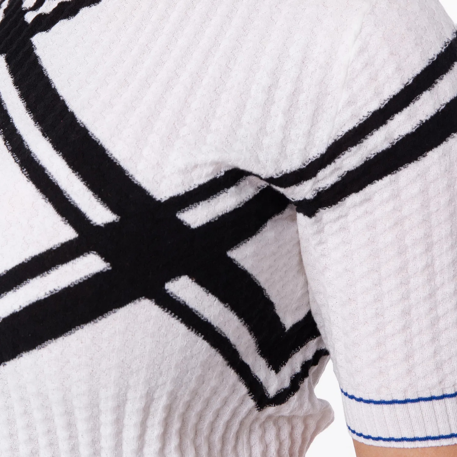 Топ из жатого хлопка Crinkled Check Cotton Top Burberry, Black/White — фото 4