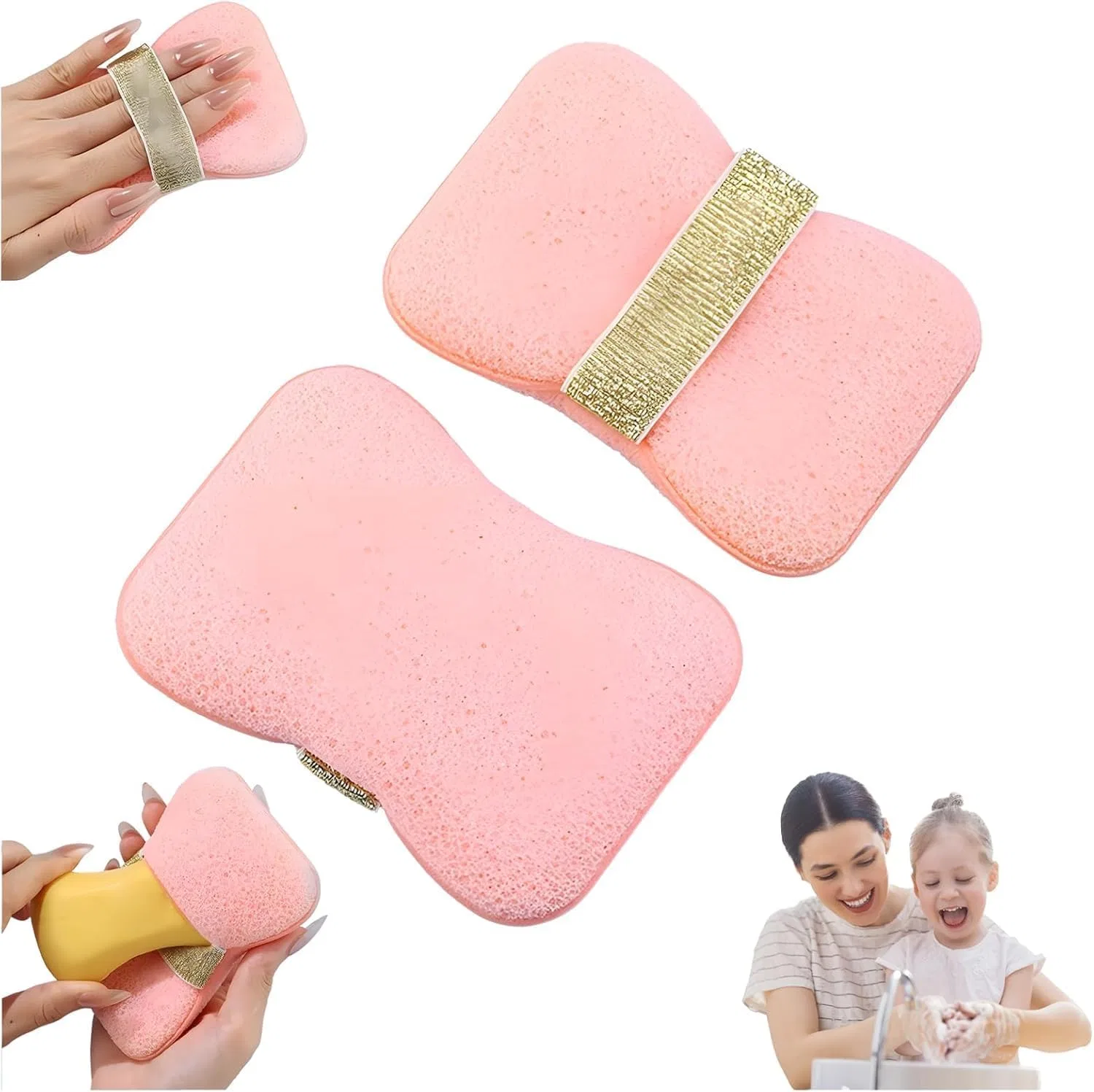 Губка для ванны с мылом, Qianzc, 1 шт, 12x8.5x2 см, Pink A