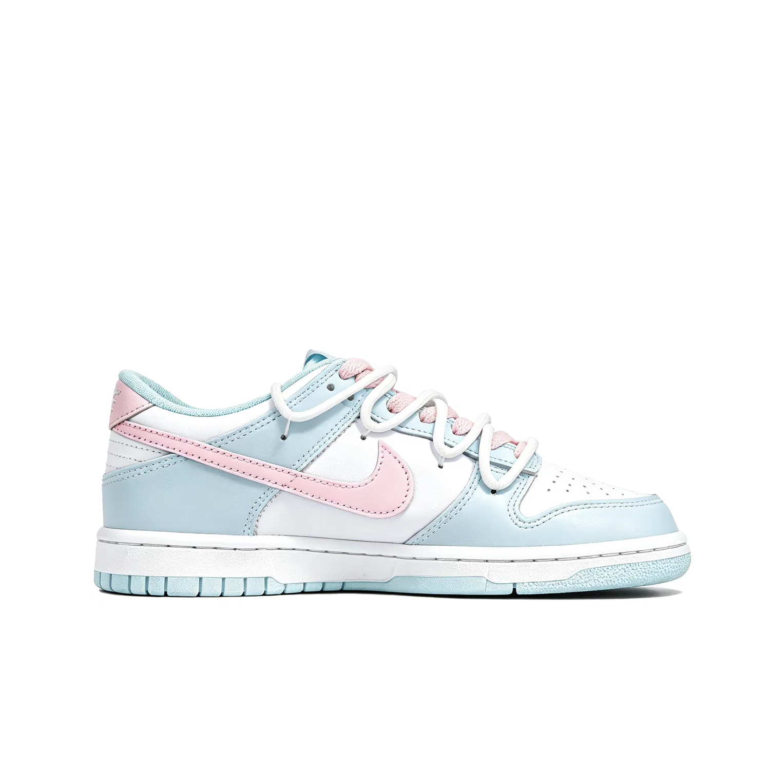 Детские кроссовки для скейтбординга Nike Dunk Leather, Peach Soda-Pink Shopping Bag — фото 4