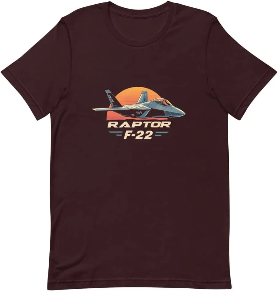 Футболка с принтом F-22 Raptor, Oxblood Black