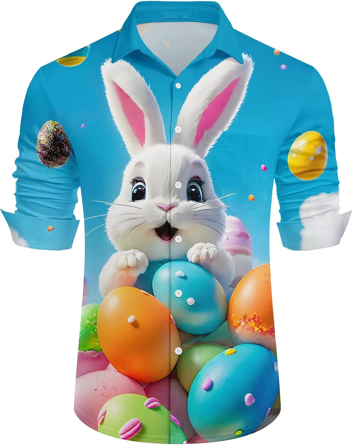 Мужская гавайская рубашка с принтом кролика Easter, 03#easter — фото 4