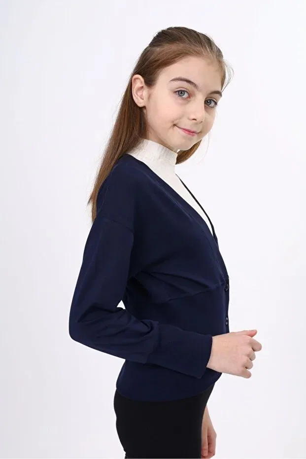 Детское для девочек кардиган с V-образным вырезом Toontoy, Navy Blue — фото 2