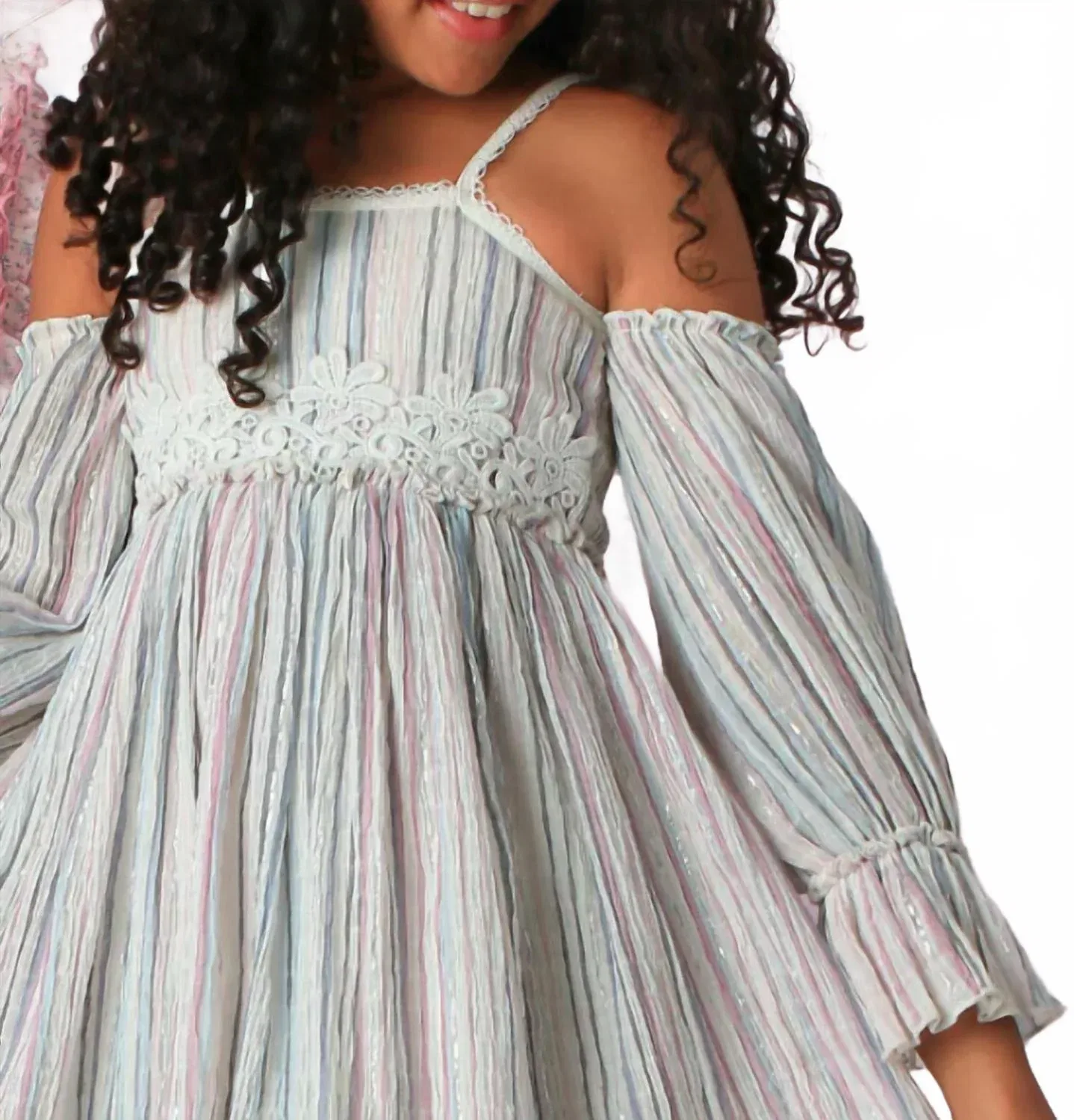 Детское платье для девочек с бретелями на бретелях Tilly Stripe Dress Ooh! La, Sky Blue And Lilac — фото 3